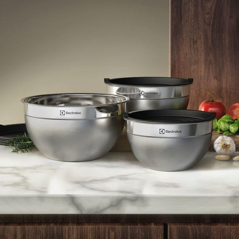 Conjunto de Bowls Tigelas de Inox com Tampa Plástica Electrolux