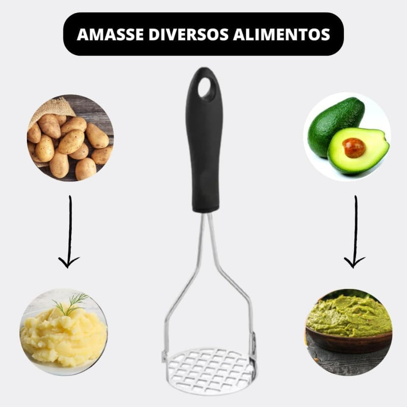 Kit 2 Peças Amassador Espremedor Triturador de Alho e Amassador de Batatas.