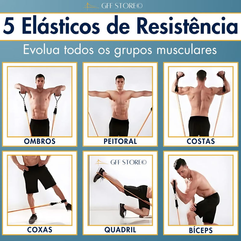 Kit 17 Peças Elástico Extensor + Miniband Treino Em Casa Exercício Físico Academia Fisioterapia Musculação Crossfit Pilates Yoga Aquecimento Funcional Alongamento Malhar Emagrecimento