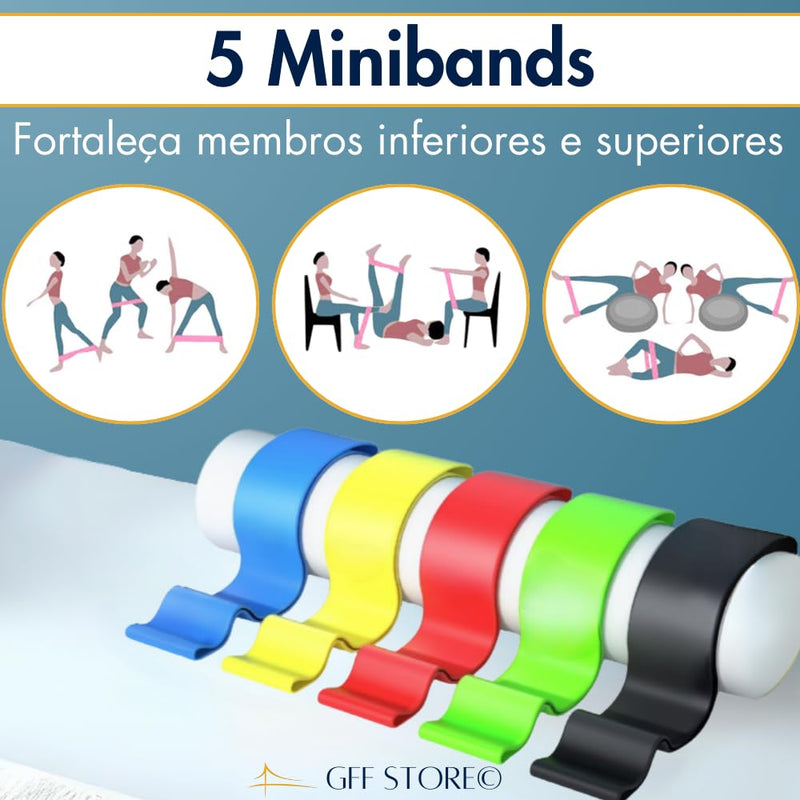 Kit 17 Peças Elástico Extensor + Miniband Treino Em Casa Exercício Físico Academia Fisioterapia Musculação Crossfit Pilates Yoga Aquecimento Funcional Alongamento Malhar Emagrecimento