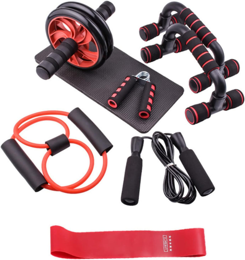 roda abdominal apoio suporte flexão de braço corda de pular elástico mini band handgrip kit 7x1 para treino funcional exercício em casa