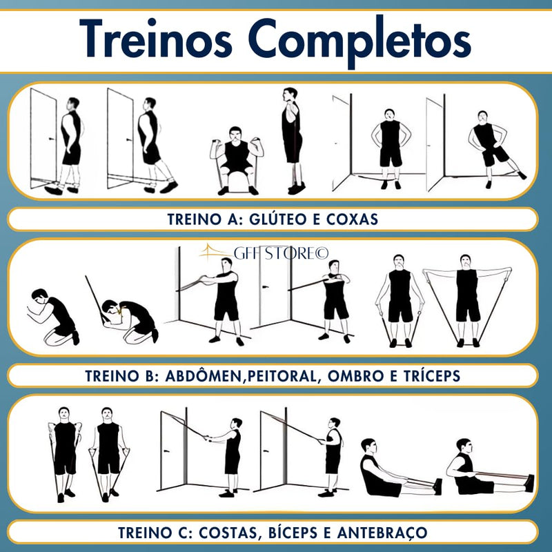 Kit 17 Peças Elástico Extensor + Miniband Treino Em Casa Exercício Físico Academia Fisioterapia Musculação Crossfit Pilates Yoga Aquecimento Funcional Alongamento Malhar Emagrecimento