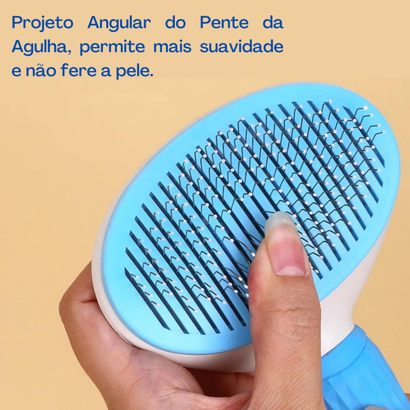 Escova Rasqueadeira Removedor Tira Pelos Animais Gato Cães Cahorro e Gato Auto Limpante Qualidade Premium (Azul)